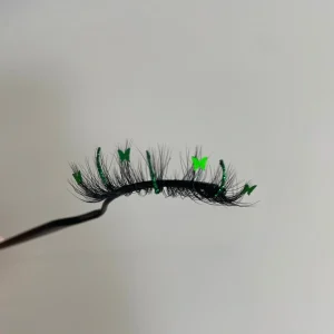 The Wax House - "Justice" Green Butterfly False Eyelashes, 1 Pair